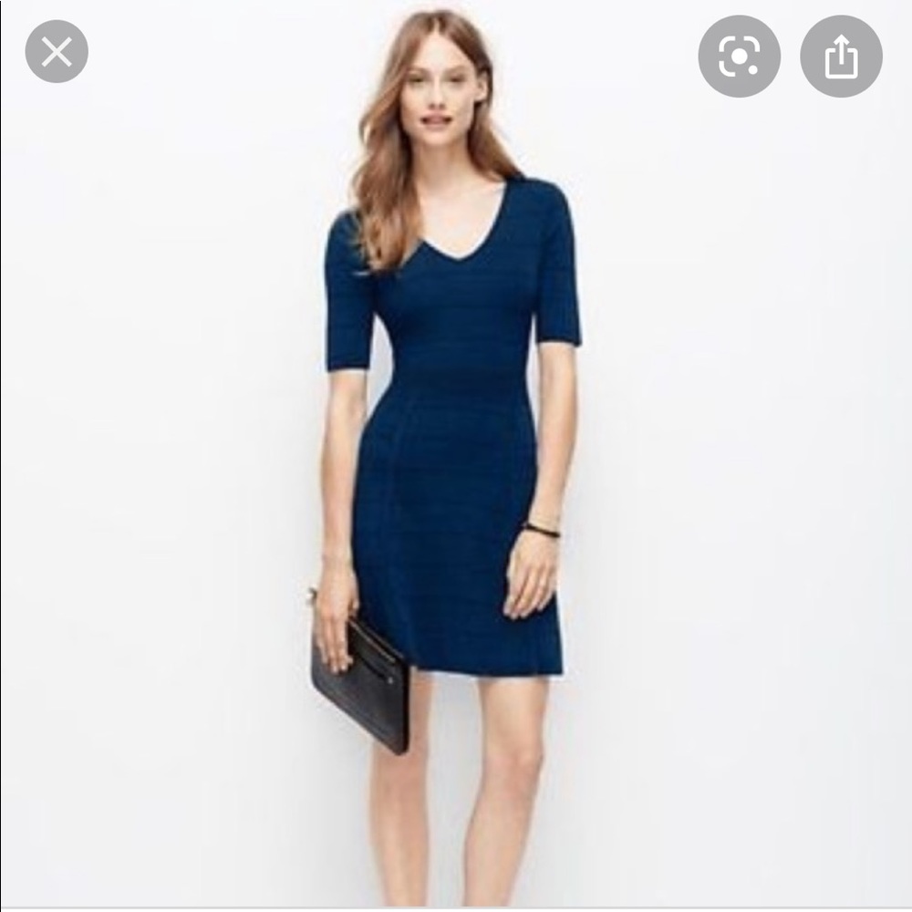 Navy Short Sleeve Sweater Dress
